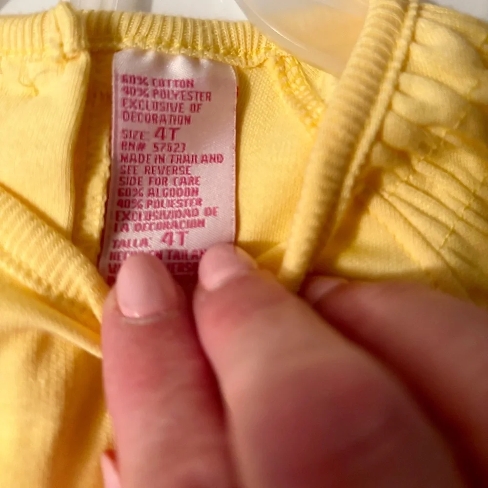 Girls Toddler Yellow And Pink Two Set, Floral Shorts And Floral Accents On Top - Picture 3 of 4